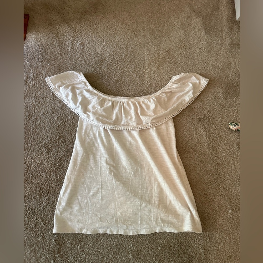 Cream off the shoulder top